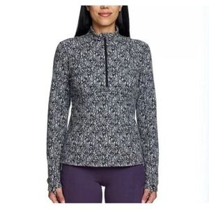 Spyder Active Womens Medium Fleece Quarter Zip Pullover Black White Marble Print